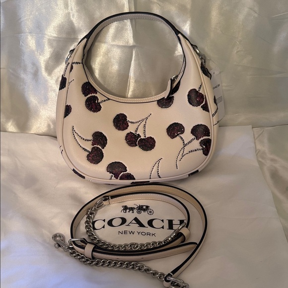 🍒Coach NWT Chalk Carmen Mini Crossbody /Sparkling Cherry Print & Silver Hardware - Picture 5 of 8